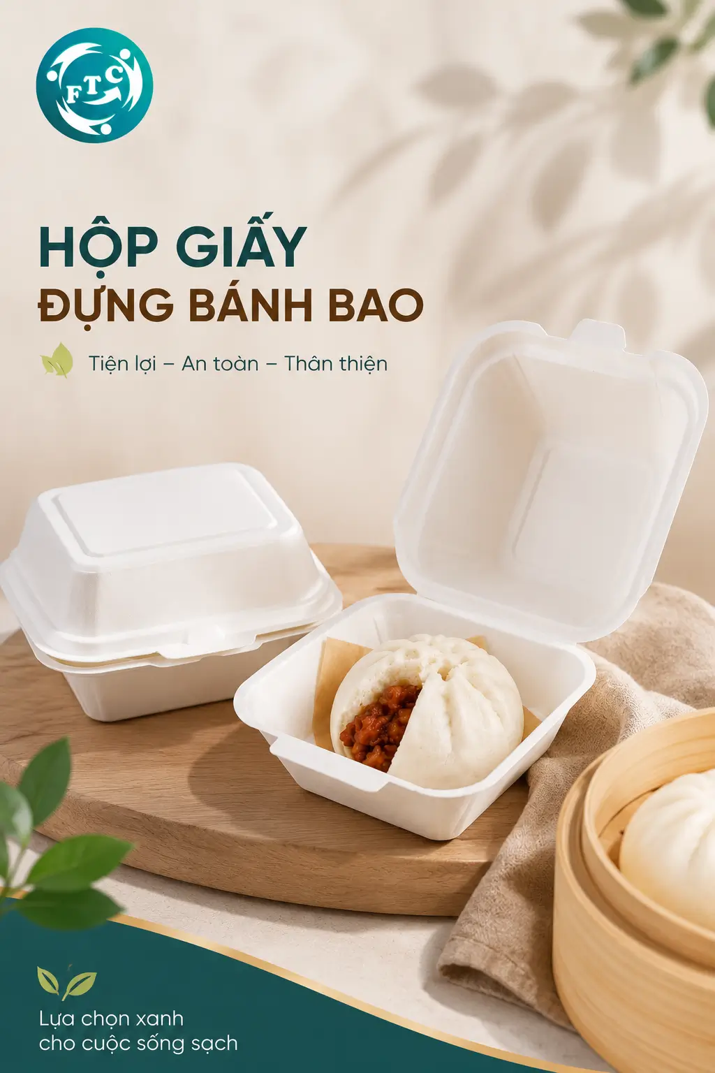 Hộp giấy đựng bánh bao là lựa chọn phù hợp cho các cửa hàng, quán ăn và mô hình bán mang đi