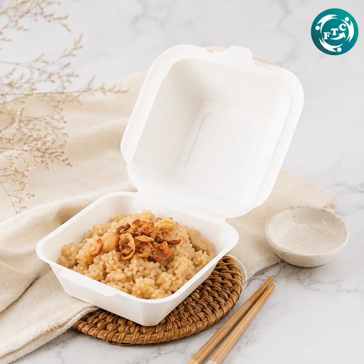 Hộp giấy đựng xôi có nắp là lựa chọn phù hợp cho quán ăn, cửa hàng và dịch vụ giao món