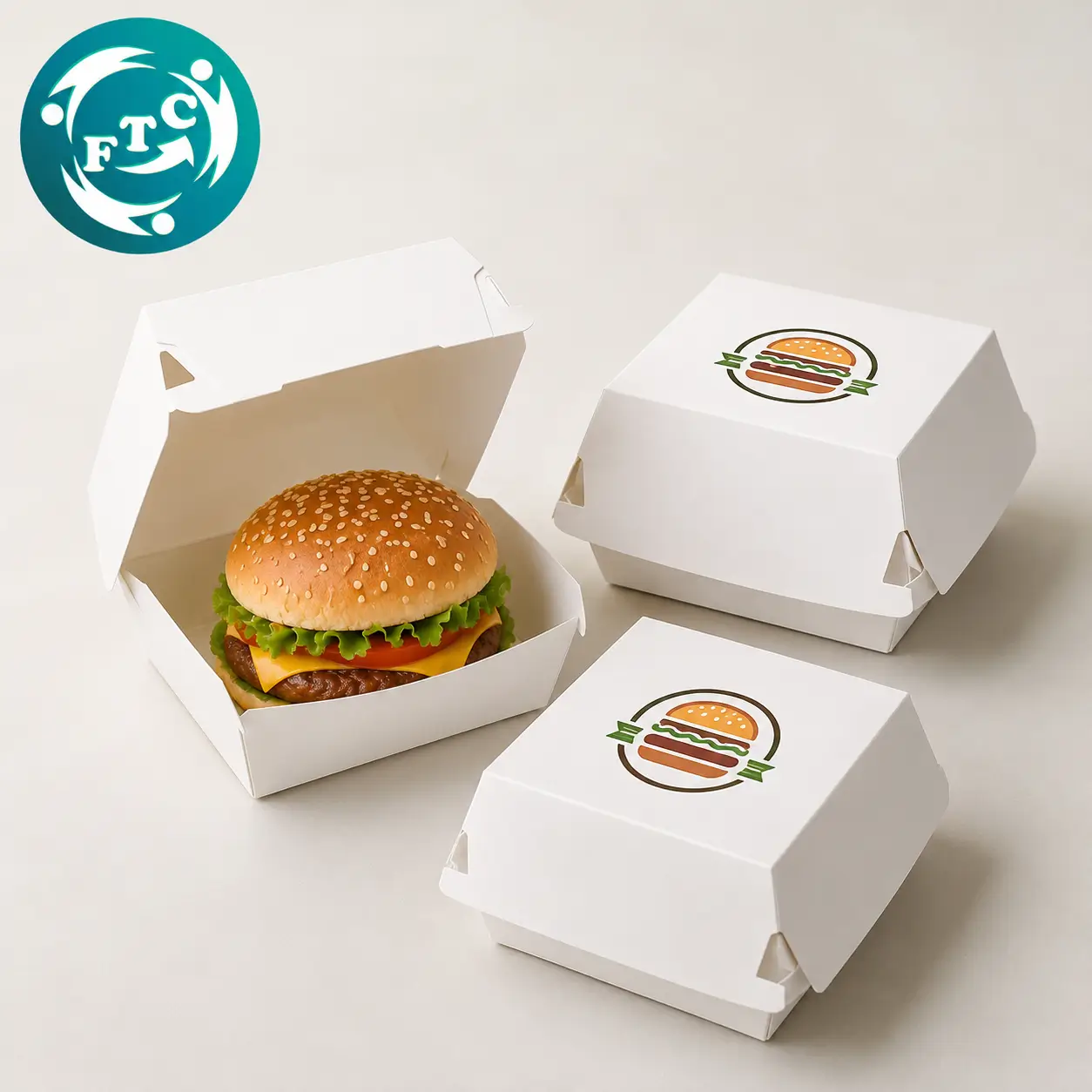 Hộp đựng hamburger có in logo là lựa chọn được nhiều thương hiệu F&B ưu tiên để tăng độ nhận diện