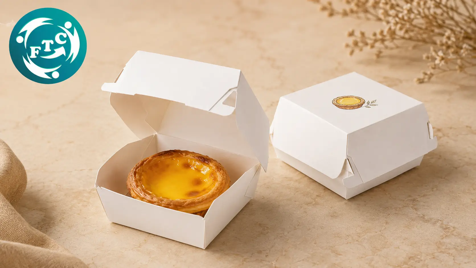 Hộp giấy đựng bánh tart in nắp là lựa chọn phù hợp cho những cửa hàng chú trọng hình ảnh thương hiệu